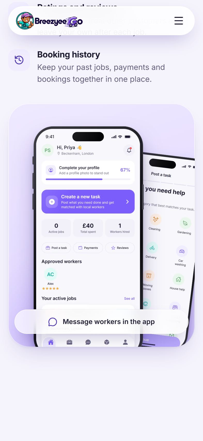 Breezyee Go mobile screen 2