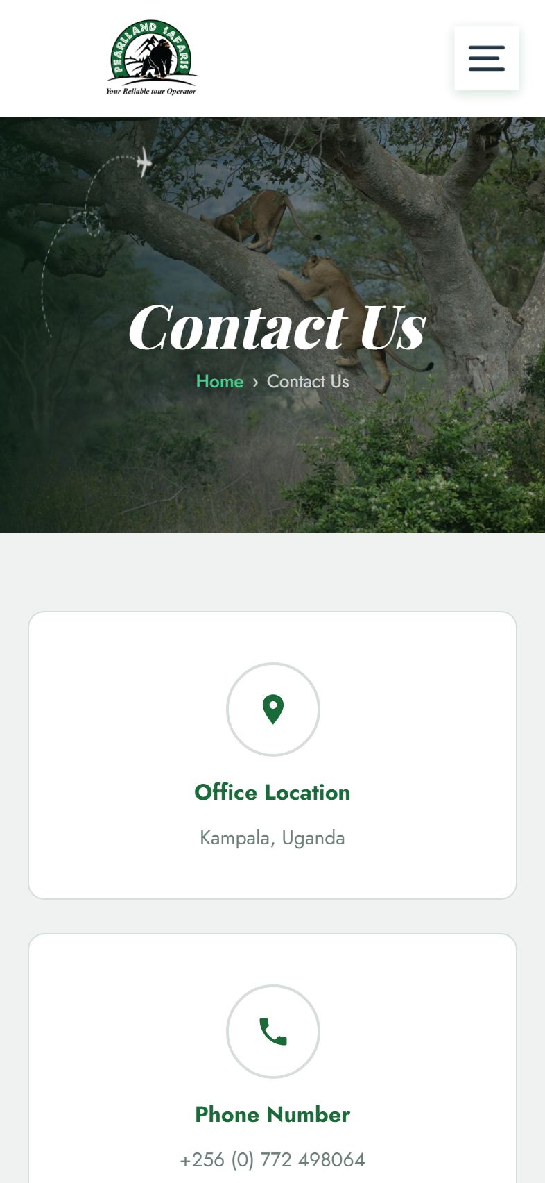 Pearl Land Safaris mobile screen 3