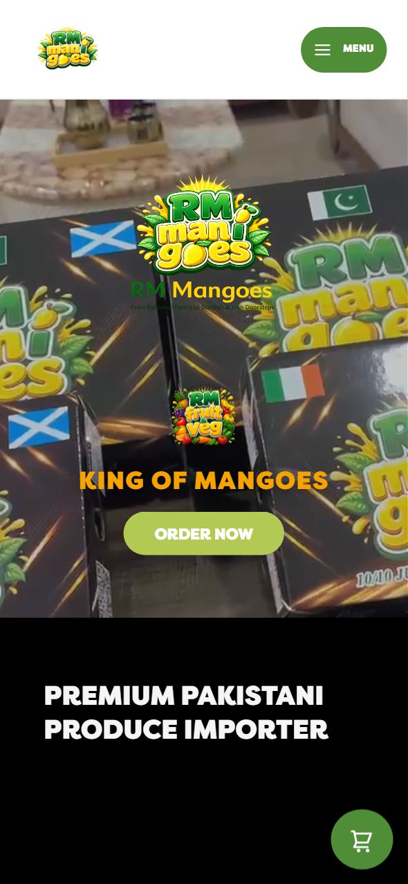 RM Mangoes website on iPhone
